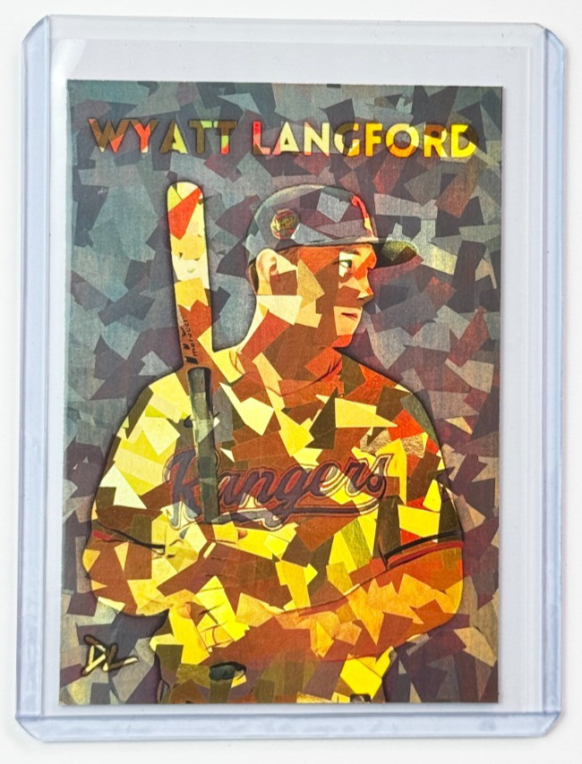 Wyatt Langford Limited Artist Signed Texas Rangers Rookie Refractor Card 1/1