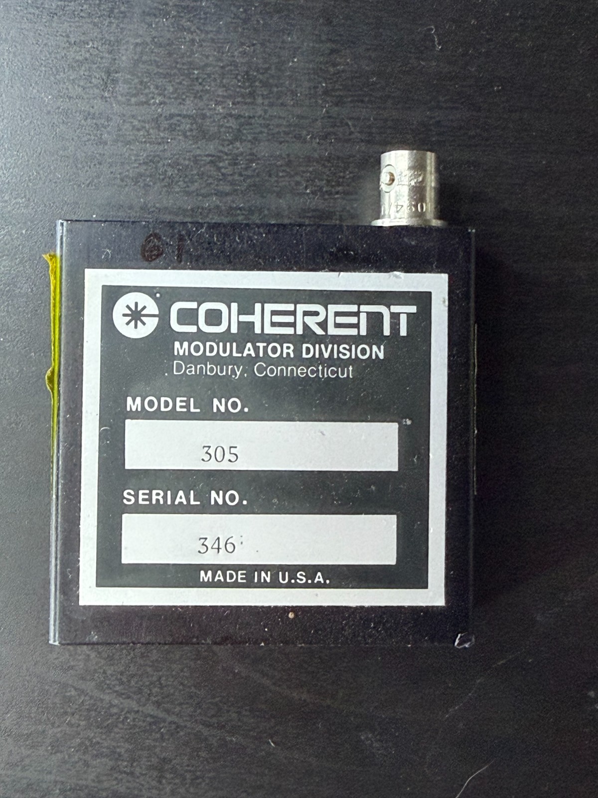 Coherent Modulator Division Model 305 Acousto-Optic Modulator AOM Danbury CT USA
