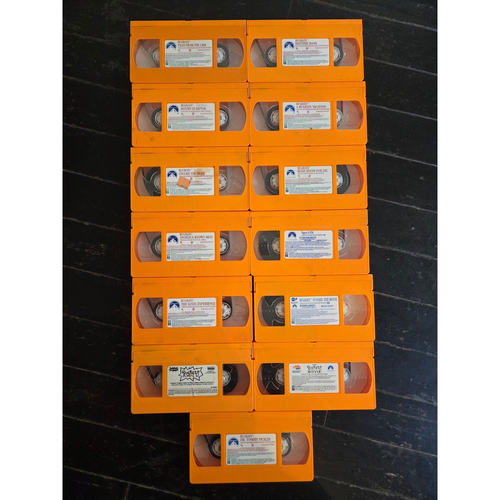 Rugrats VHS Lot 13 Orange Tapes Nickelodeon Movies & Episodes Reptar Go Wild