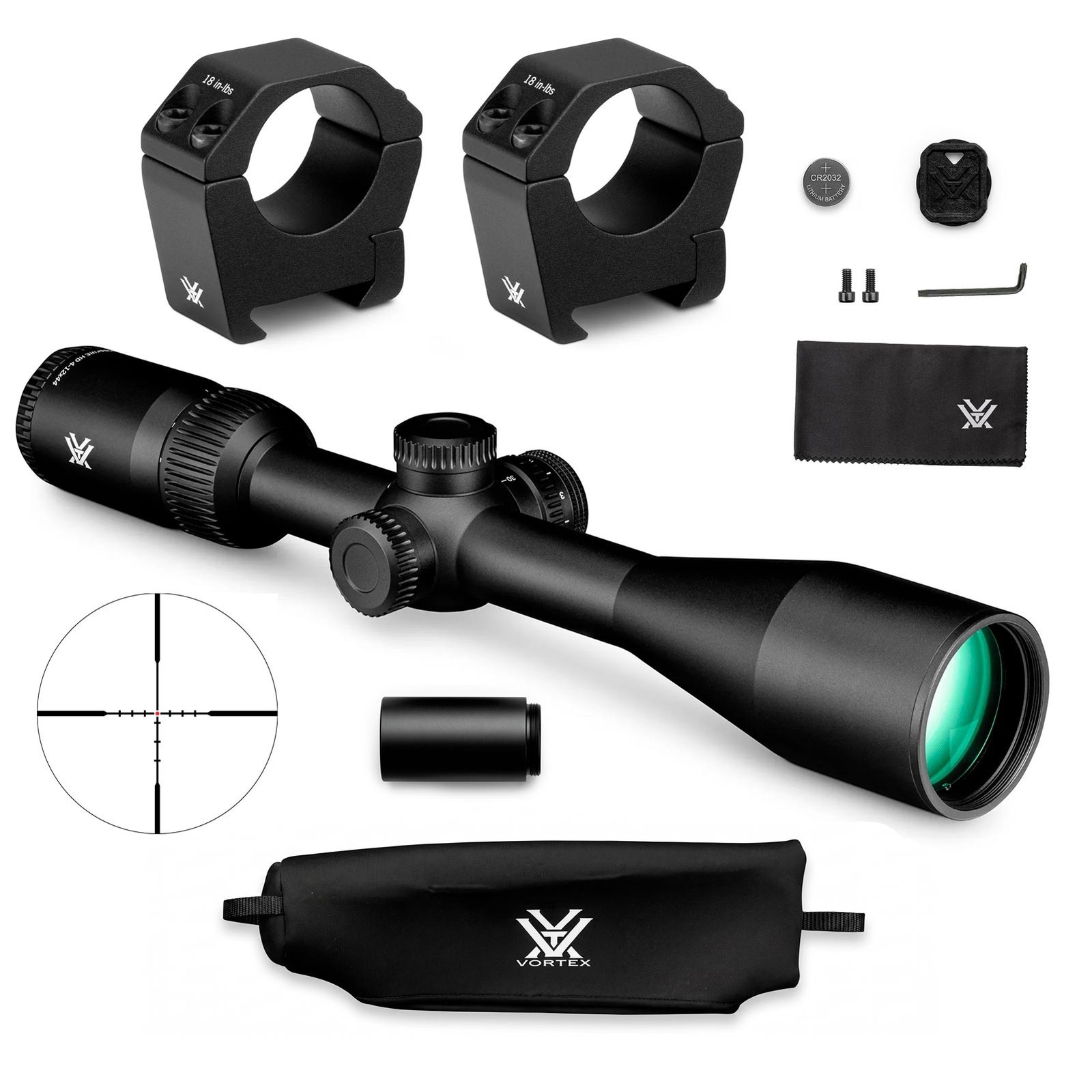 VORTEX Crossfire HD 4-12x44 Illuminated Dead-Hold 2A BDC MOA Riflescope & Rings