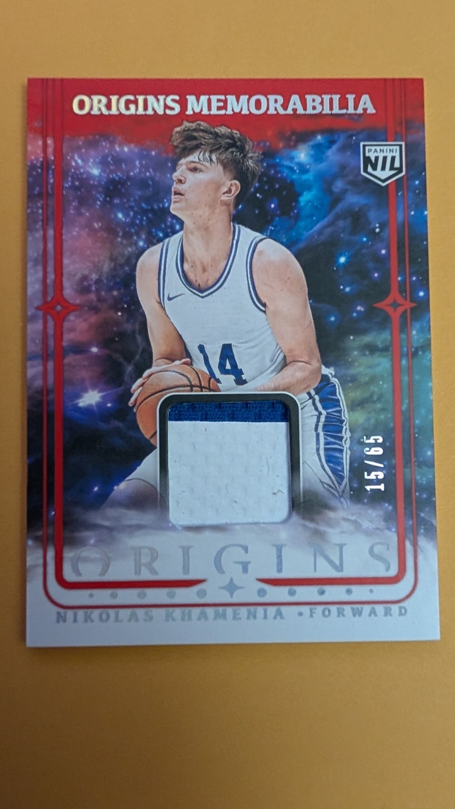2025-26 Panini Origins Memorabilia Nikolas Khamenia /65 #OM-NKH 2025-26 Panini Origins Memorabilia Nikolas Khamenia /65 #OM-NKH