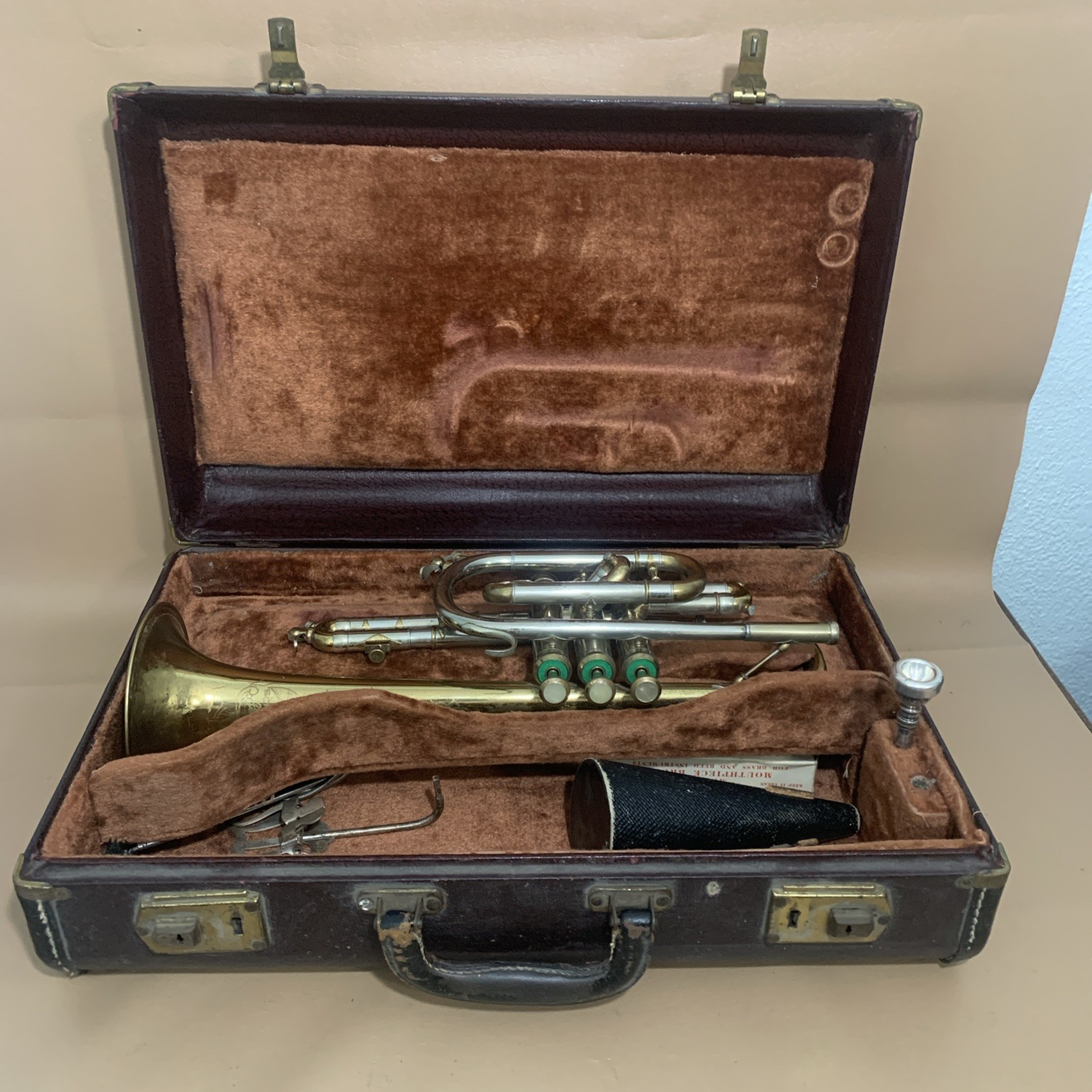 Vintage Evette & Schaeffer American Trumpet With Vincent Mt Vernon Mouthpiece