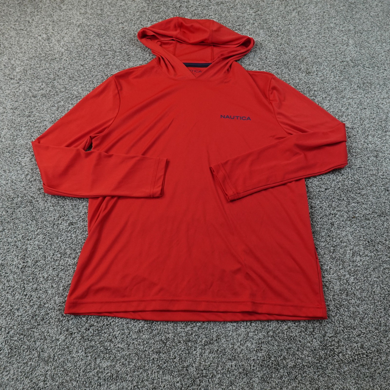 Nautica Shirt Mens S Red Hooded Long Sleeve Lightweight UPF Performance Hoodie Nautica Shirt Mens S Red Hooded Long Sleeve Lightweight UPF Performance Hoodie