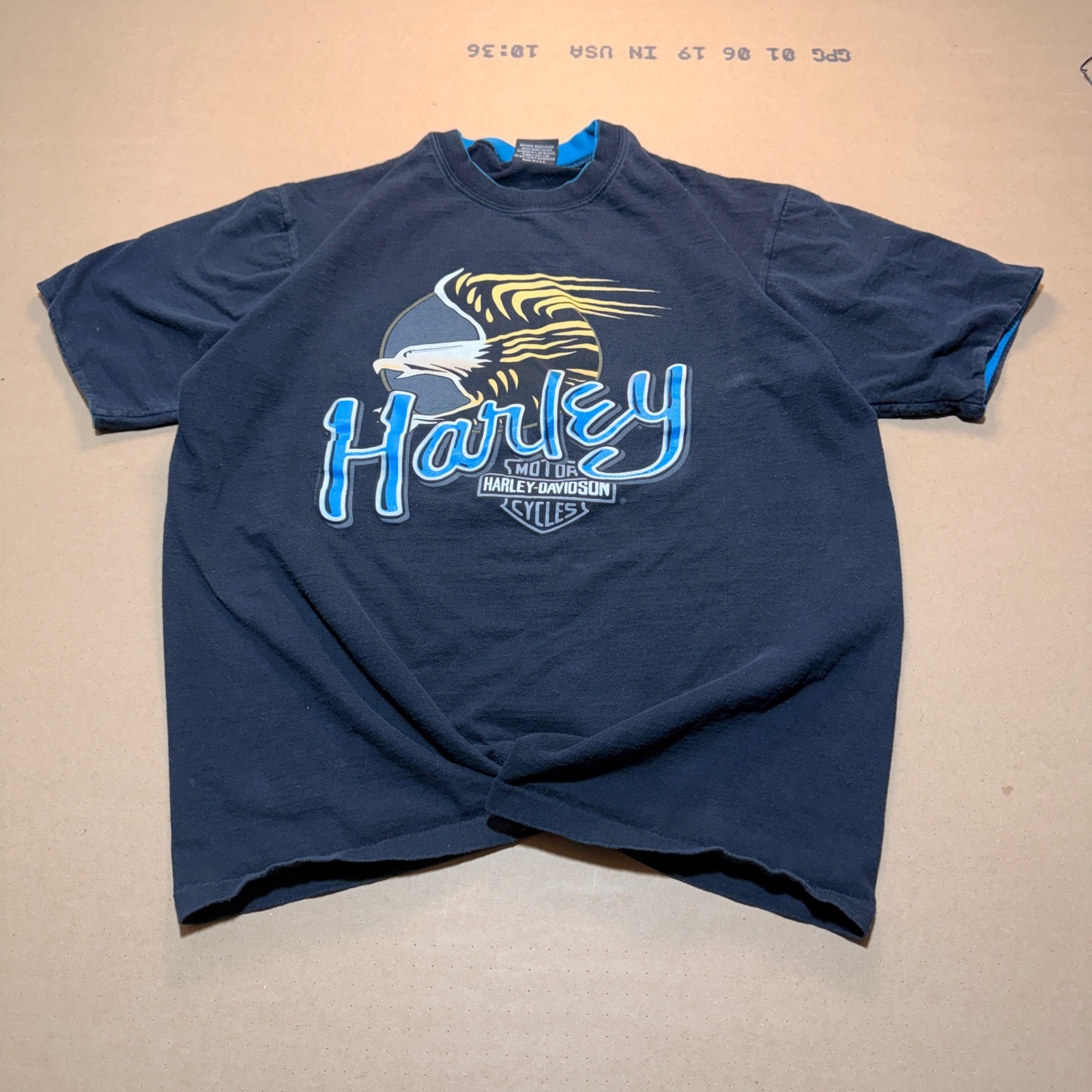 1992 Harley Davidson T-Shirt XL Black Good Vintage Eagle Stroud\'s Indiana 90s