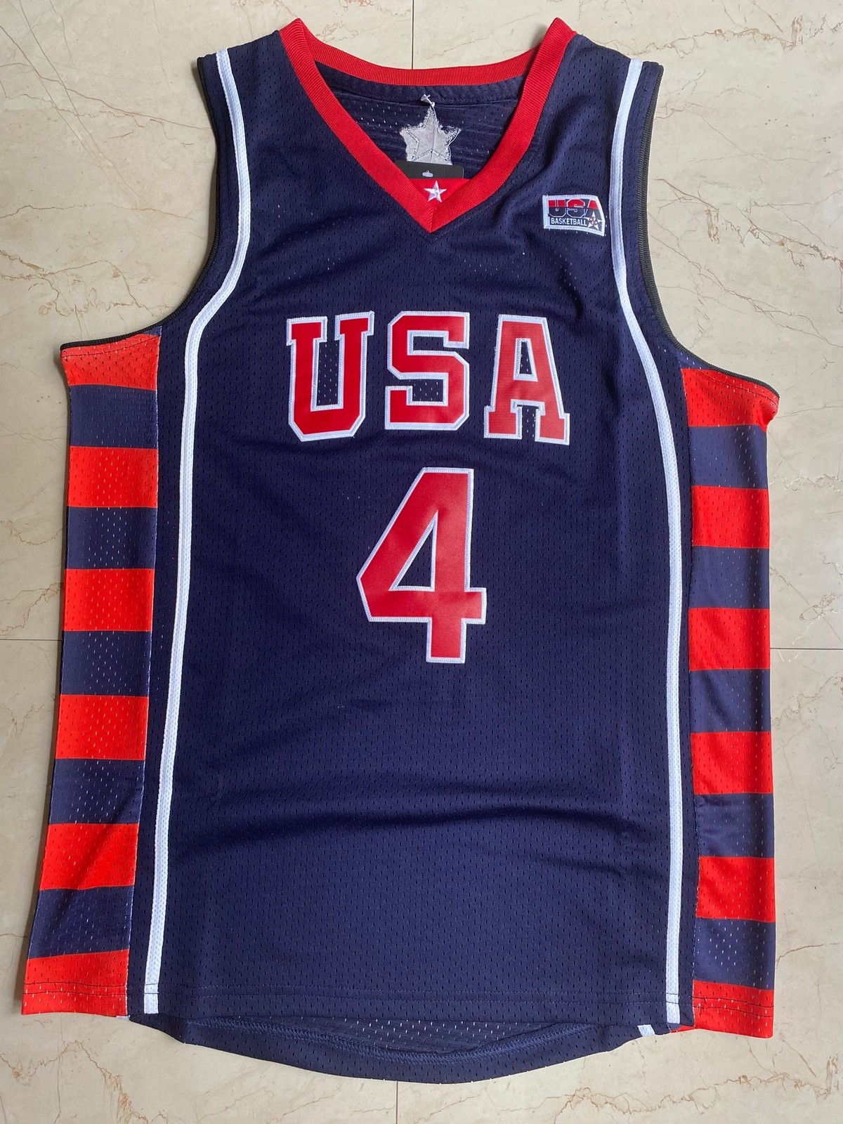 Custom Retro Iverson # 4 James #9 USA Basketball Jersey Stitched Embroidered 04 Custom Retro Iverson # 4 James #9 USA Basketball Jersey Stitched Embroidered 04