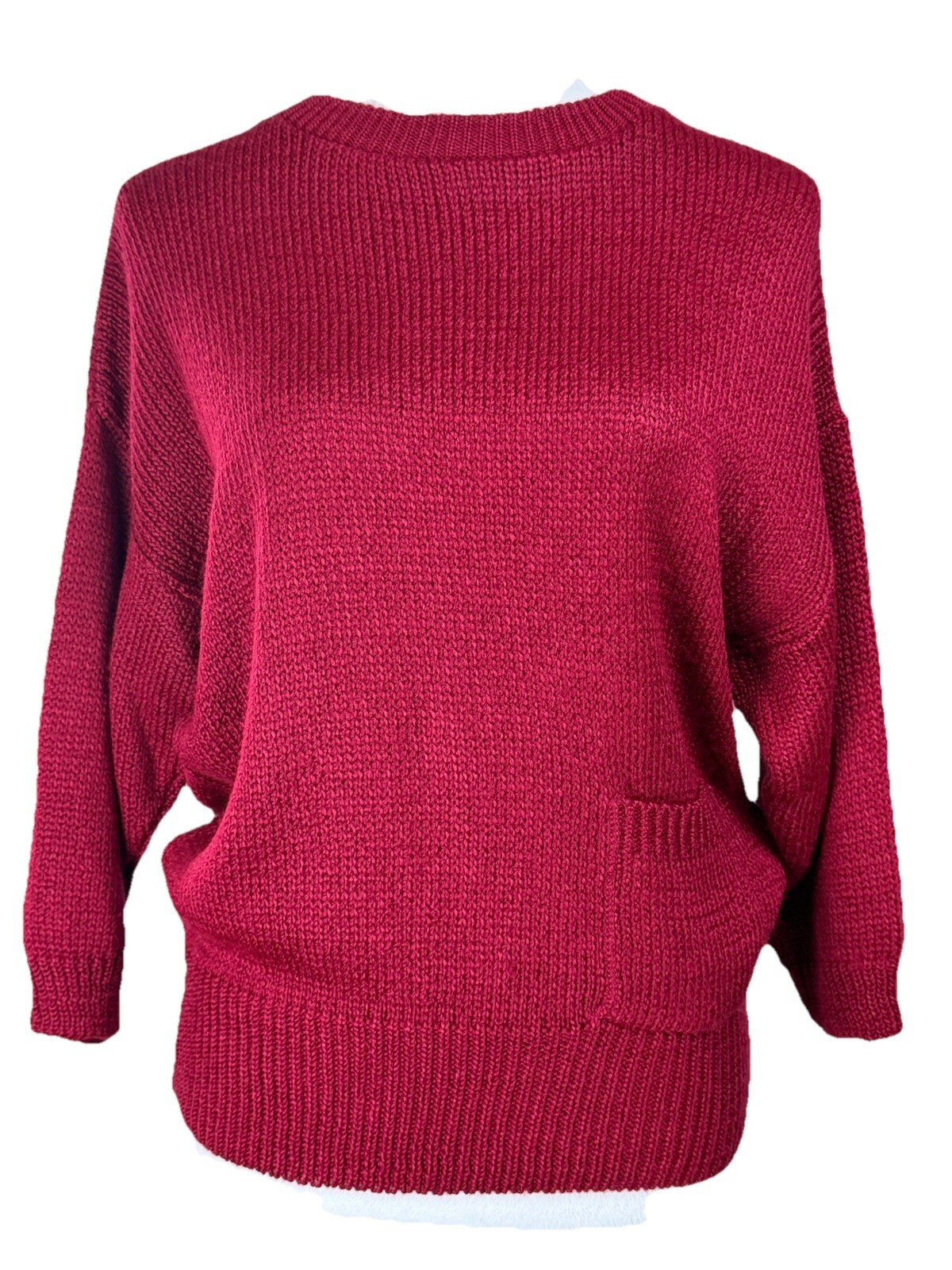 Tumbleweeds Women\'s Sweater Pullover 3/4 Sleeves 1 pocket Dk Red Sz L Classic