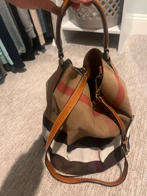 Authentic Burberry Check Canvas Bucket Bag & original dust bag Authentic Burberry Check Canvas Bucket Bag & original dust bag