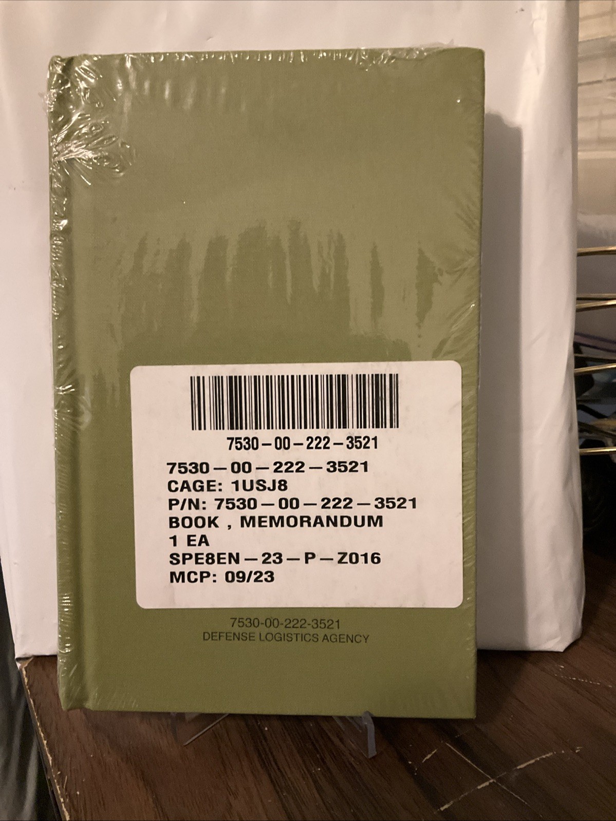 7530-00-222-3521 Federal Supply Service Military Green Notebook Hardcover 8\