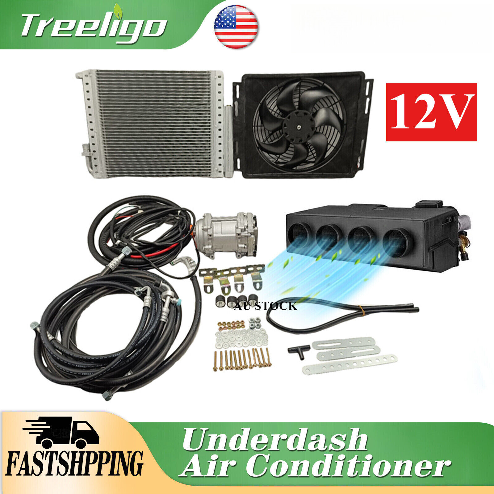 12V Cool&Heat Electric Air Conditioner System Underdash DC Auto Car A/C Kit