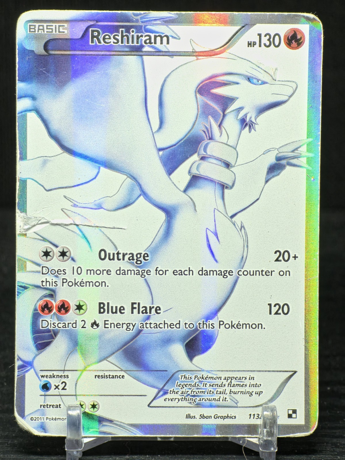 Pokémon Reshiram 113/114 Black & White Holo Full Art Ultra Rare Basic Card READ Pokémon Reshiram 113/114 Black & White Holo Full Art Ultra Rare Basic Card READ