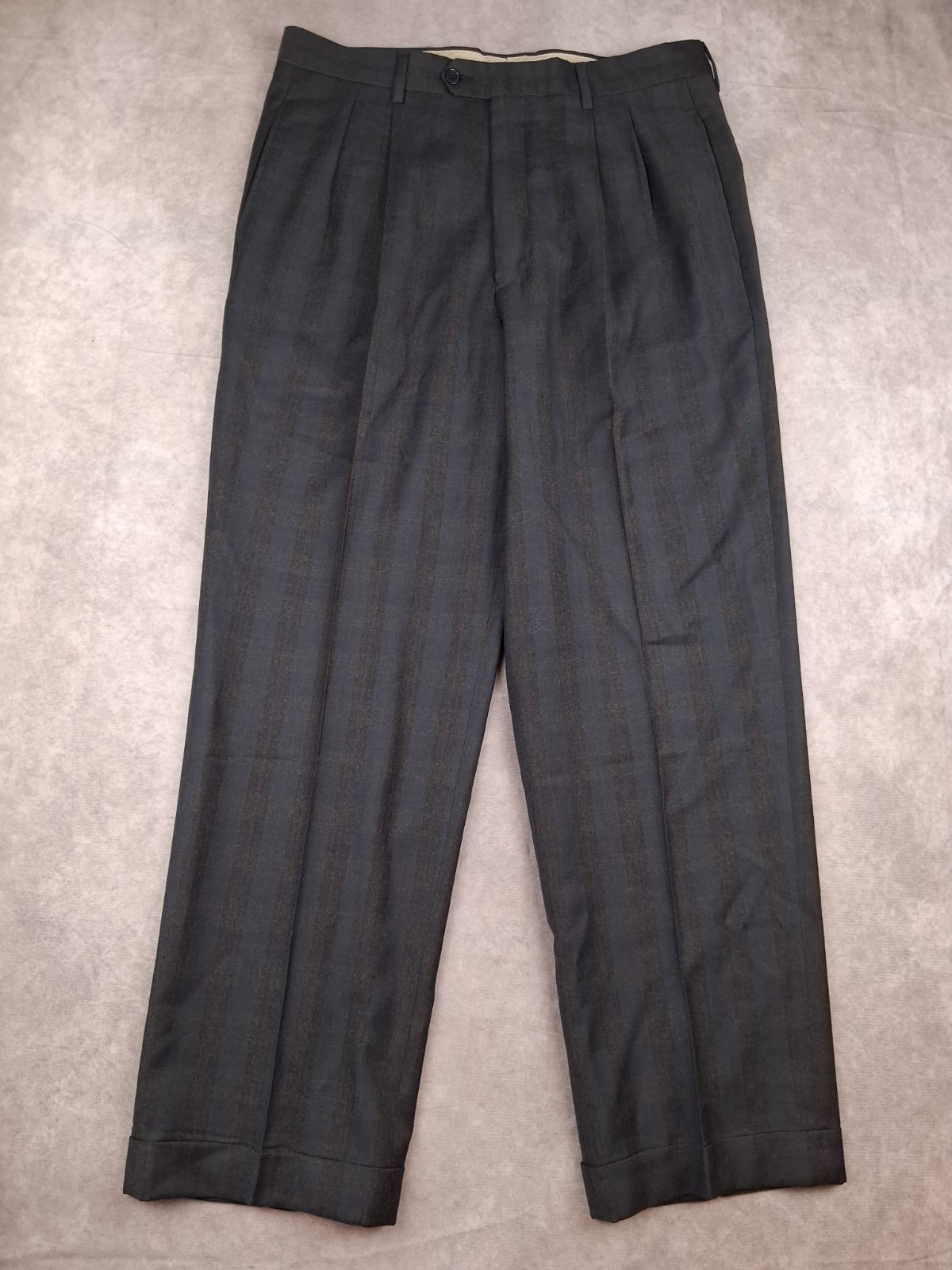 Vintage Lanificio Di Tollegno Wool Dress Pants Mens 34 Classic Wide Plaid Italy Vintage Lanificio Di Tollegno Wool Dress Pants Mens 34 Classic Wide Plaid Italy