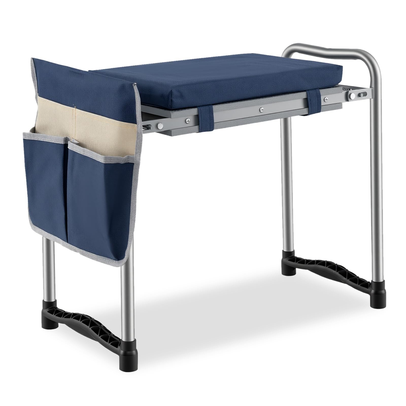 2-in-1 Garden Kneeler and Seat with Foam Pad & Tools Pouch, Portable Stool