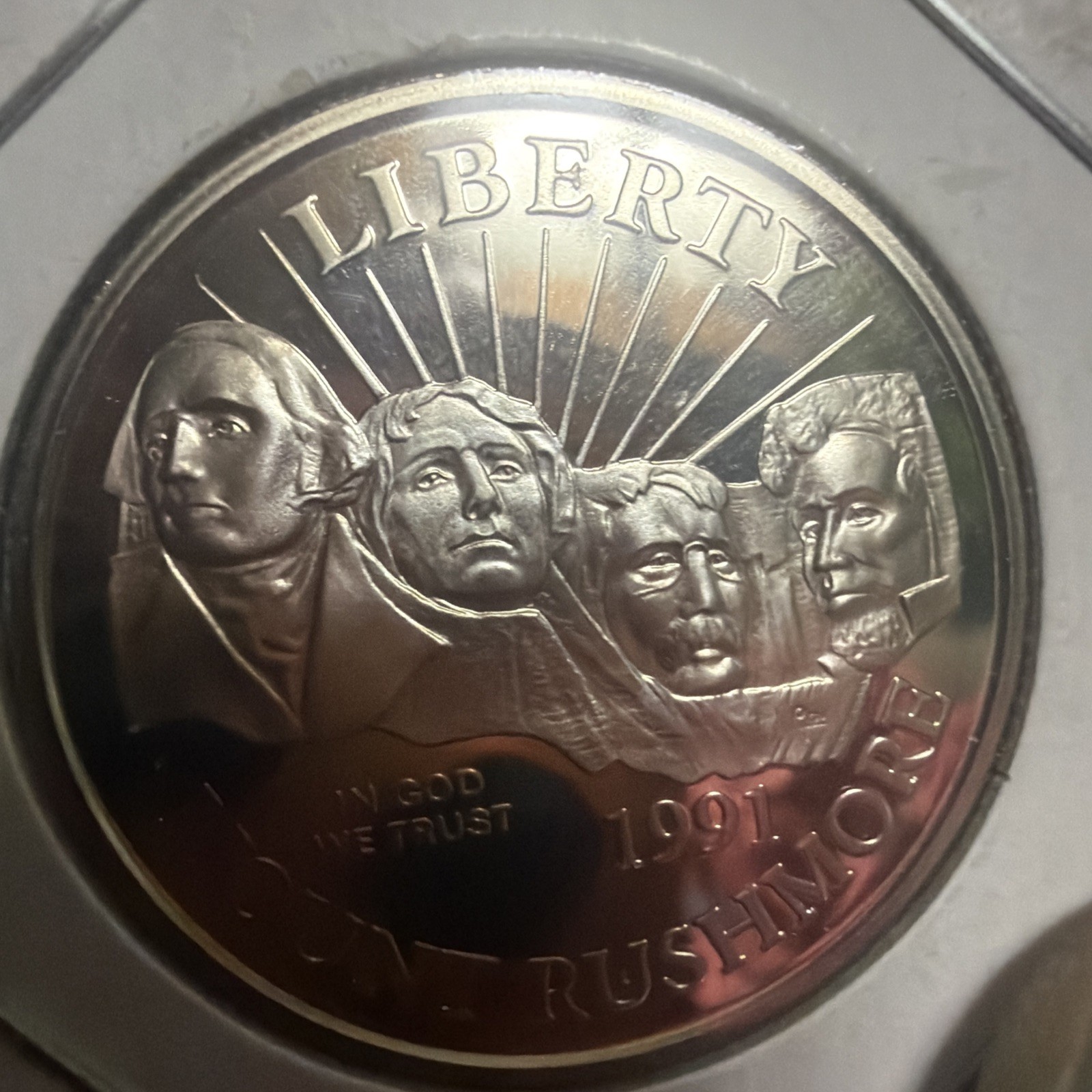 1991-S Mount Rushmore Silver Dollar Anniversary Proof Coin