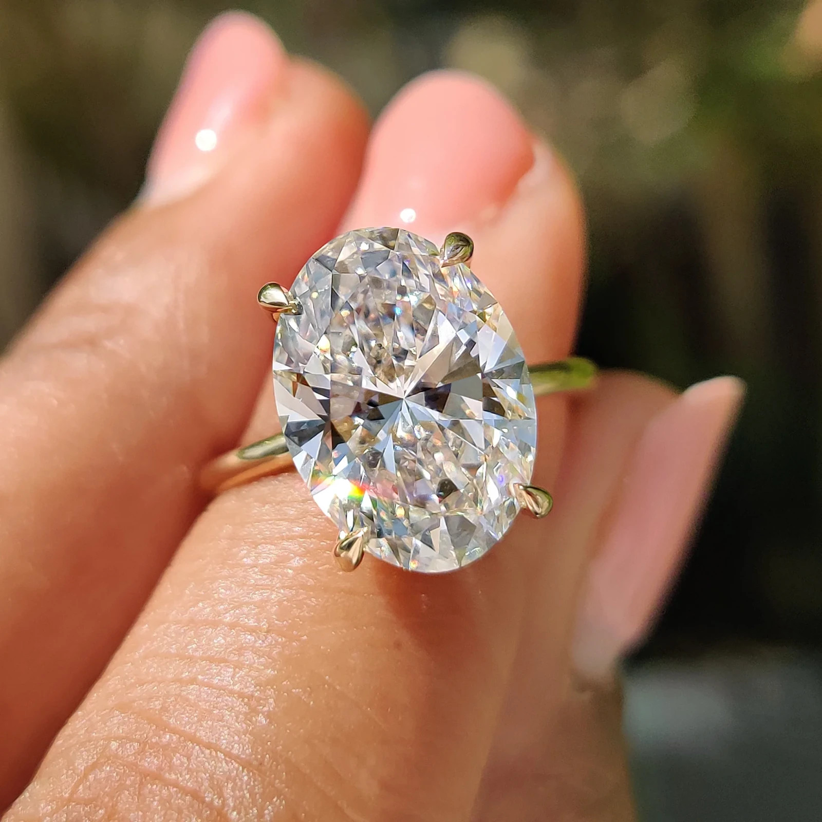 IGI Certified 4.07 CT Oval Cut Lab Grown Diamond Engagement Ring 14k Yellow Gold