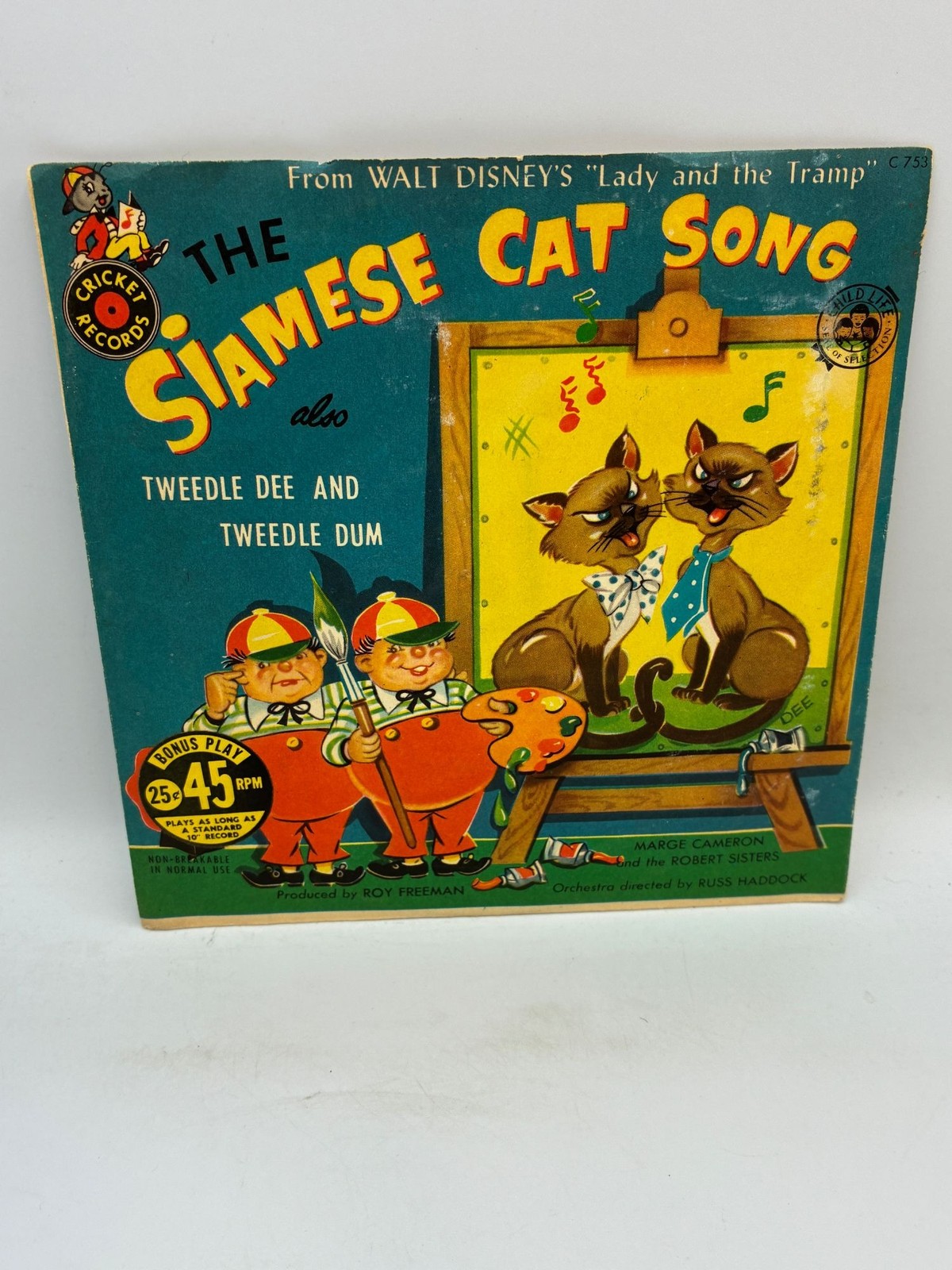 The Siamese Cat Song / Tweedle Dee And Tweedle Dum Cricket Records 45 RPM Vinyl