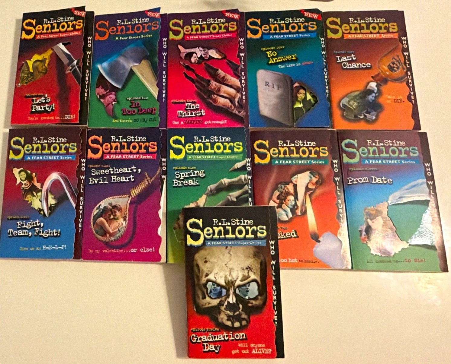 R.L. Stine\'s Seniors Book (11 total)1999 First Edition Gold Key Books 1-5 7-12 R.L. Stine\'s Seniors Book (11 total)1999 First Edition Gold Key Books 1-5 7-12