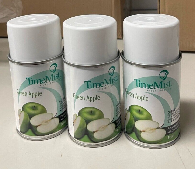 TimeMist Air Freshener & Deordorizer Aerosol Dispenser - Green Apple - Lot of 3