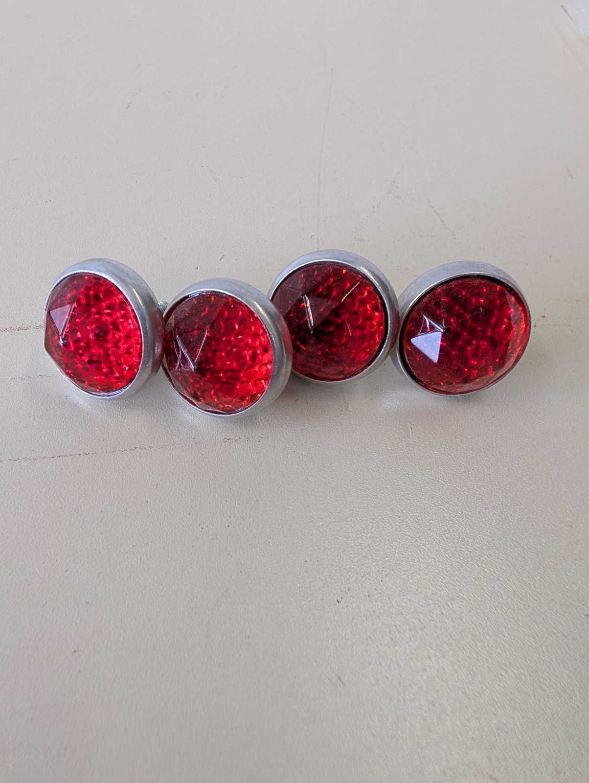 Red fox Glass jeweled reflectors four pieces