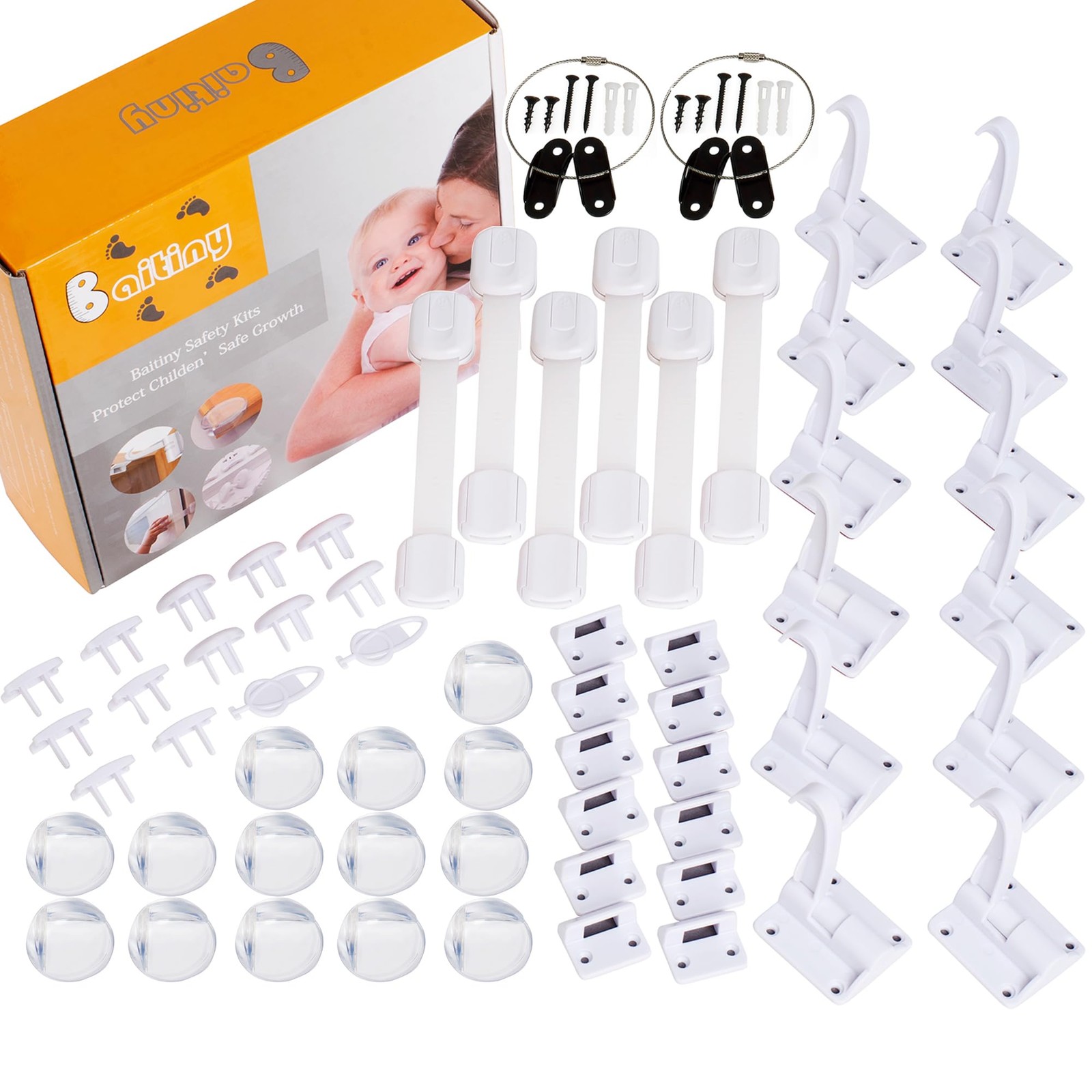 Baitiny Baby Proofing Kit 60 Packs- Child Proof Essentials Set Invisible Locks Baitiny Baby Proofing Kit 60 Packs- Child Proof Essentials Set Invisible Locks