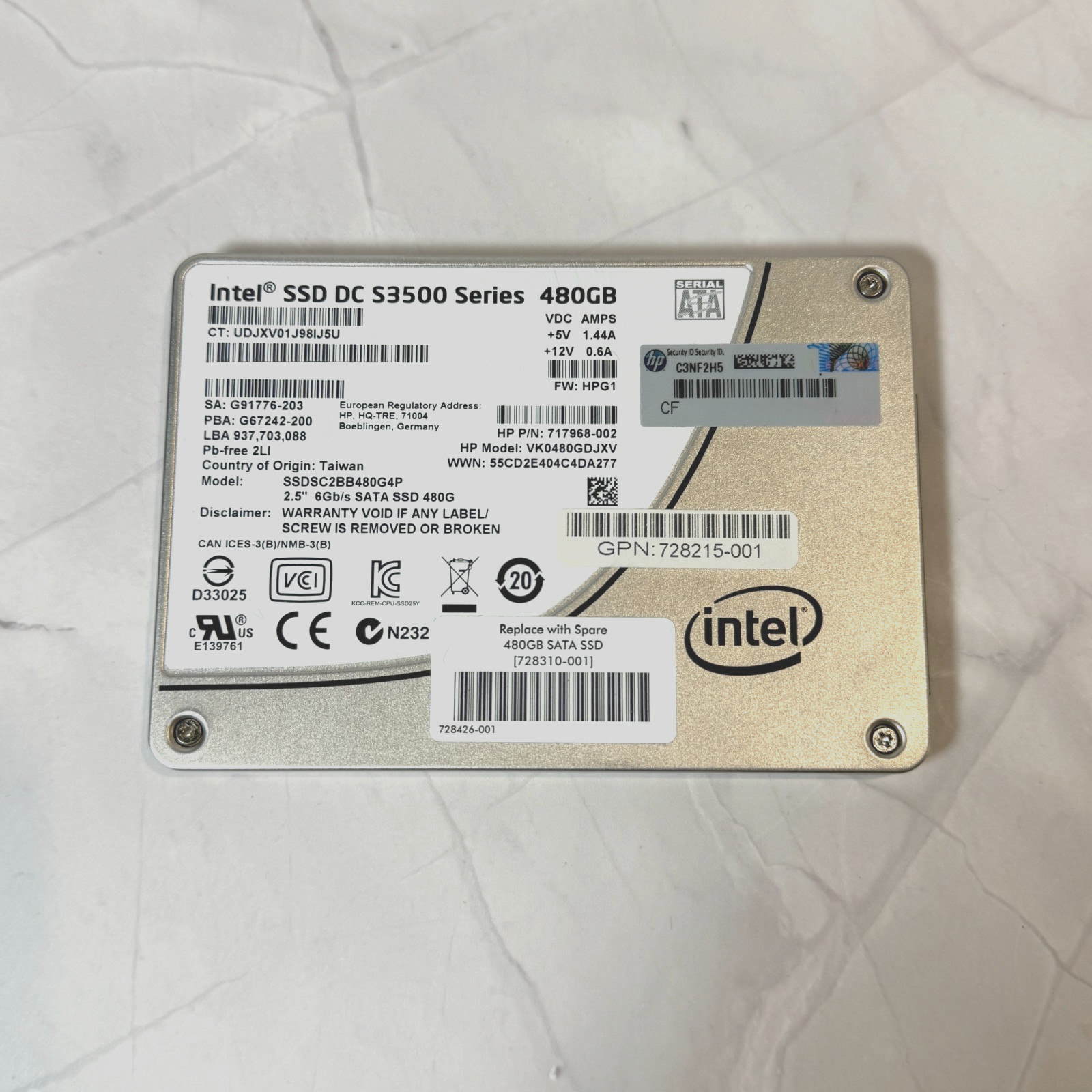 INTEL SSD DC S3500 Series SSDSC2BB480G4P 2.5