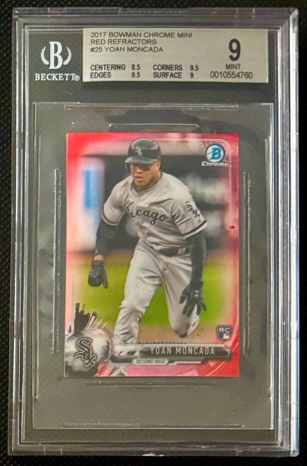 Yoan Moncada 2017 Bowman Chrome Mini #25 RED Refractor Ref ROOKIE RC /10, BGS 9 Yoan Moncada 2017 Bowman Chrome Mini #25 RED Refractor Ref ROOKIE RC /10, BGS 9