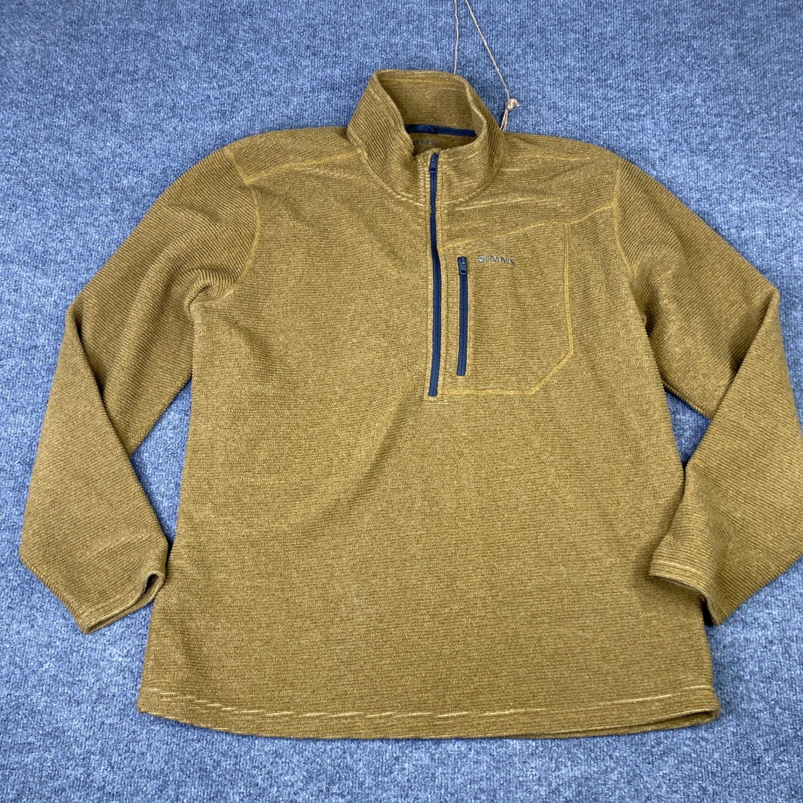 Simms Fishing Products Mens XL Quarter Zip Grid Fleece Pullover Gold Ochre Simms Fishing Products Mens XL Quarter Zip Grid Fleece Pullover Gold Ochre