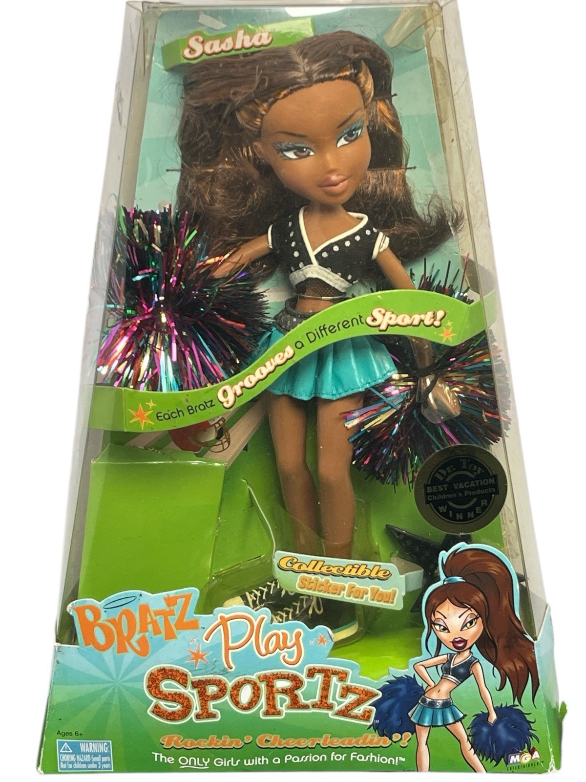 Bratz Play Sportz Rockin Cheerleadin Sasha Doll MGA Rare/ FYI Missing Sticker