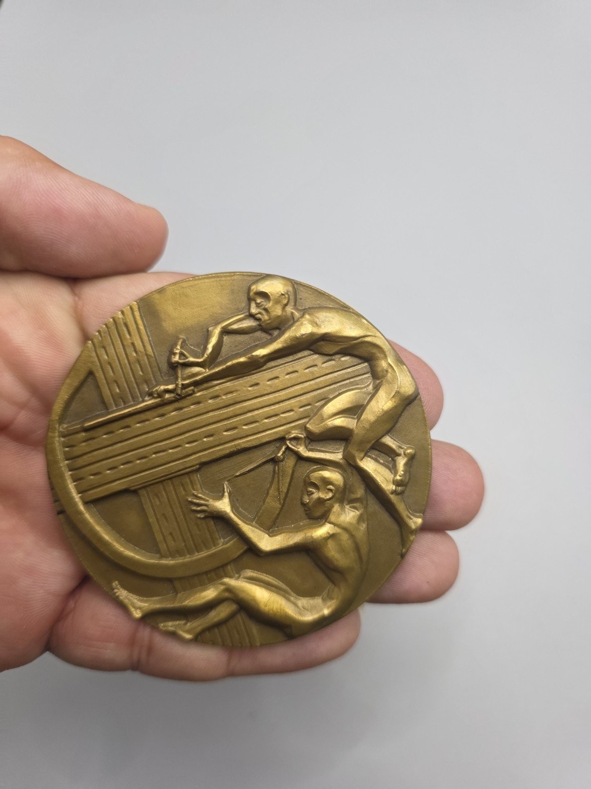 Vintage 1973 Gent E3 Bronze Athletics Medal Track Field Sports Medallion Belgium
