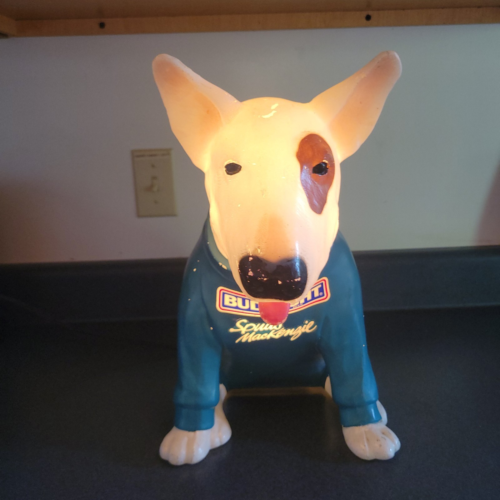 Vintage 1986 Bud Light Spuds MacKenzie Blow Mold Lighted Mancave Bar Lamp Works Vintage 1986 Bud Light Spuds MacKenzie Blow Mold Lighted Mancave Bar Lamp Works