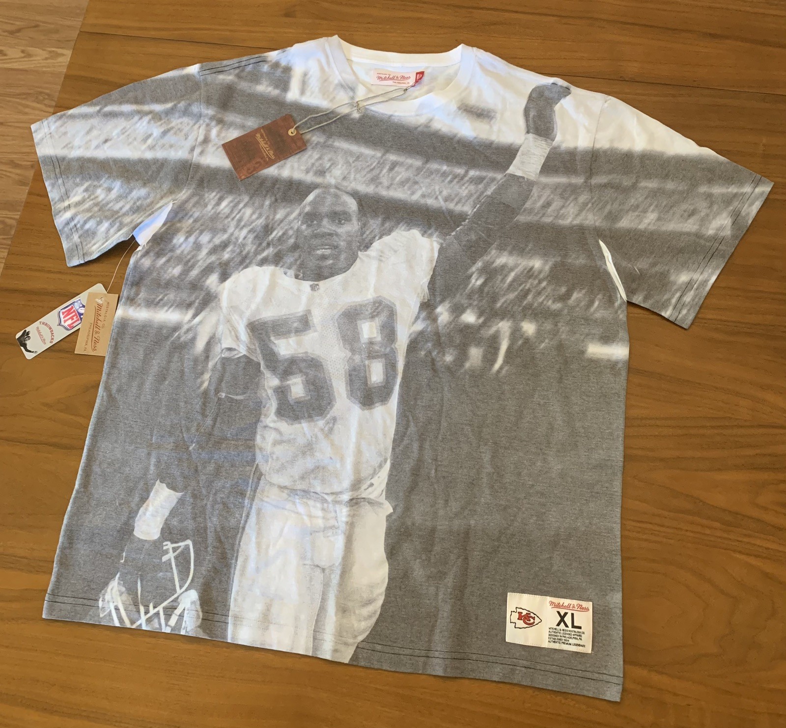 Mitchell & Ness NEW Derrick Thomas KC Chiefs T-Shirt Mens XL AOP 4th & Goal