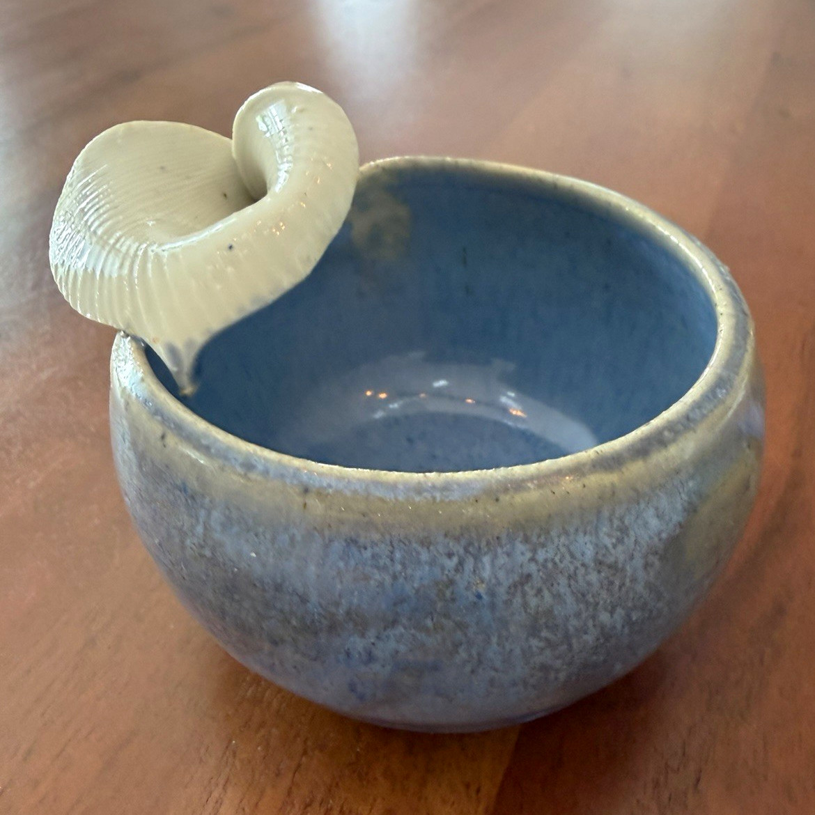 Vintage Studio Art Pottery Bowl Calla Lily Flower Blue Glazed Handcrafted