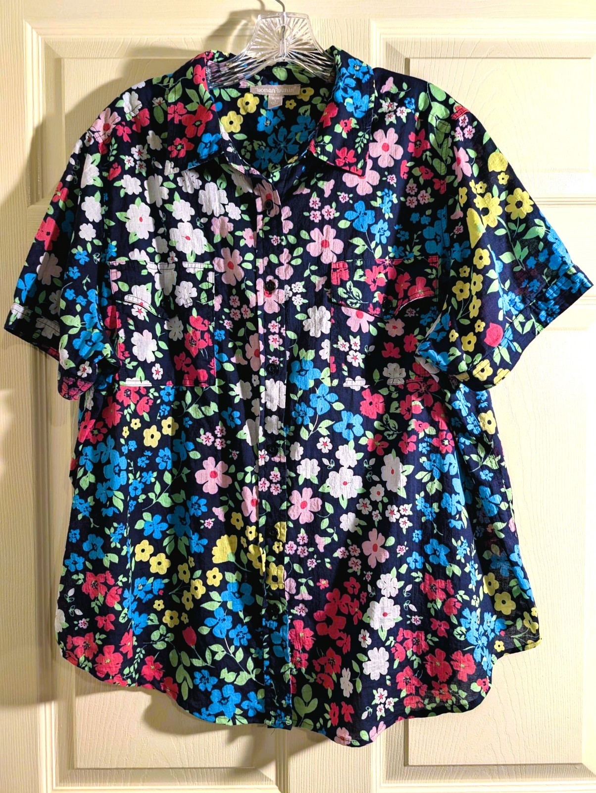 Woman Within Floral Blouse SS sz. L (18-20)