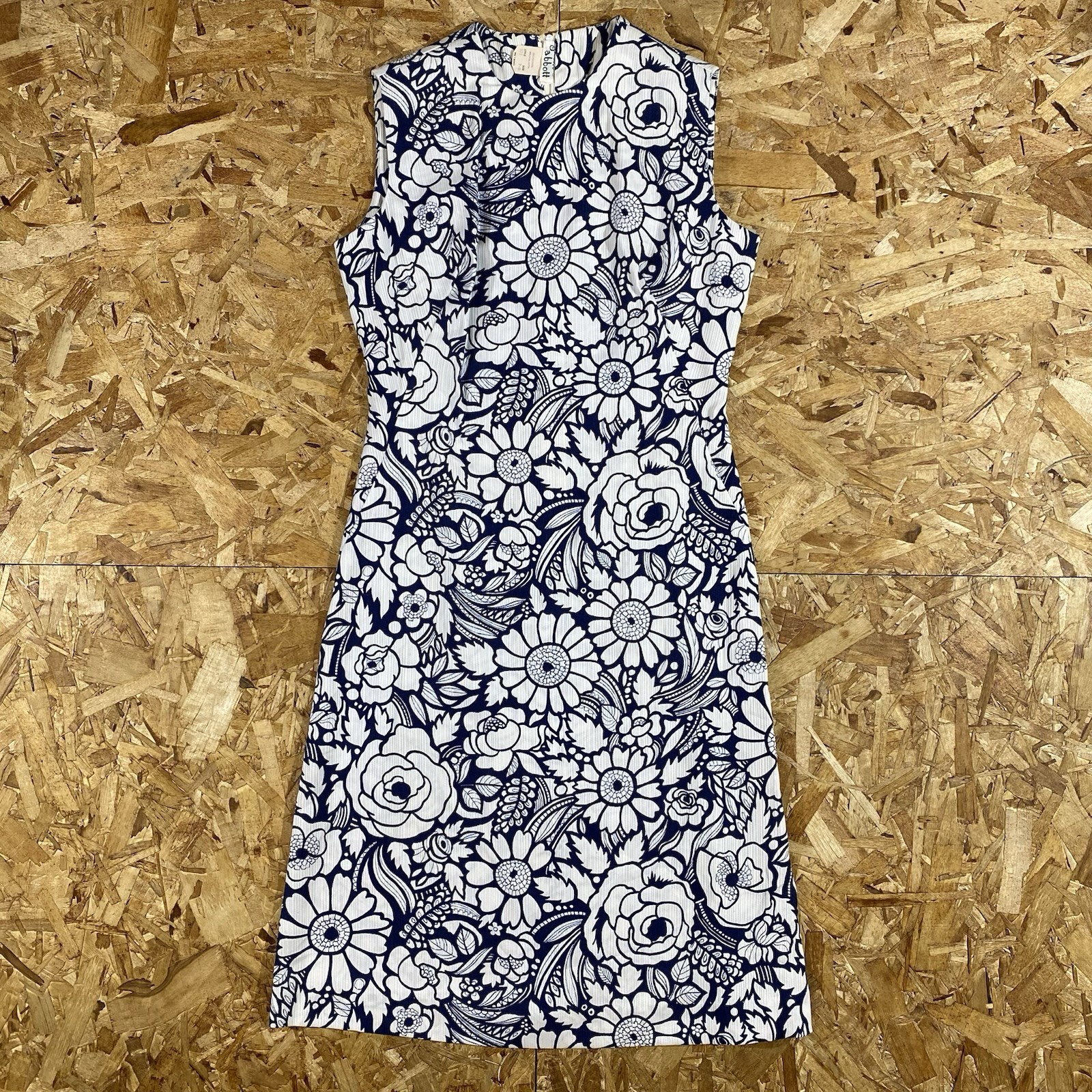 DSWT Vintage 70s John Abbott Sleeveless Floral Navy White Dress Womens Size 7/8 DSWT Vintage 70s John Abbott Sleeveless Floral Navy White Dress Womens Size 7/8