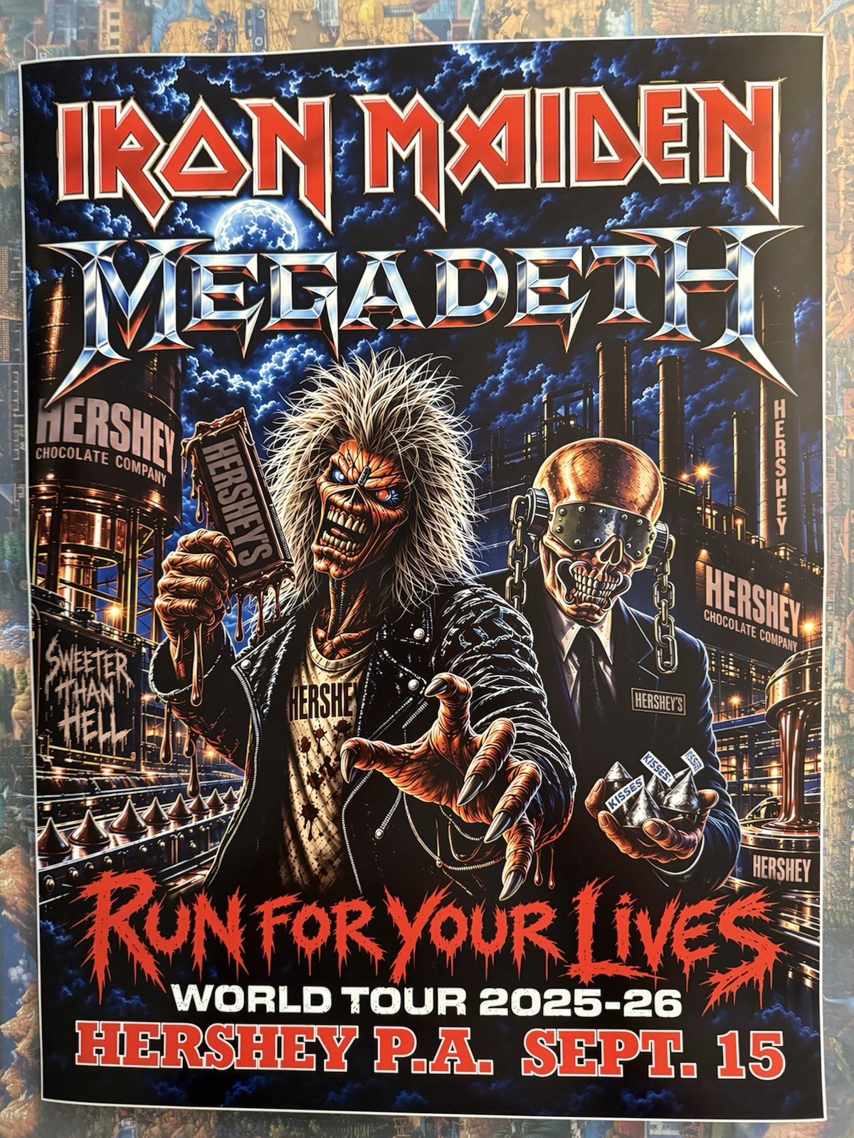 Iron Maiden Run For Your Lives World Tour 2025-26 Hershey PA Sept 15 Poster