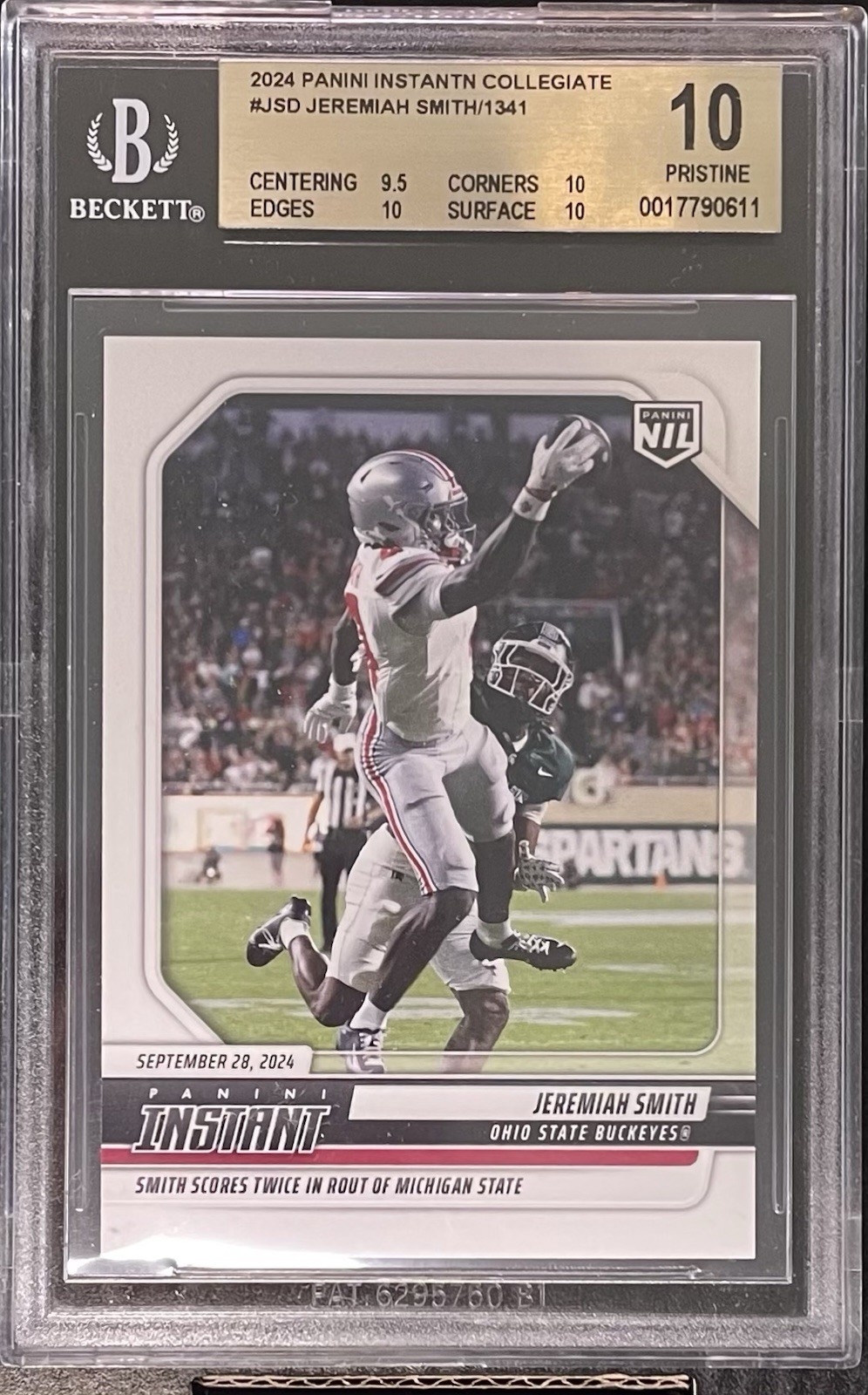 BGS 10 Jeremiah Smith /1341 Rookie 2024-25 Panini Instant NIL #JSD Scores Twice