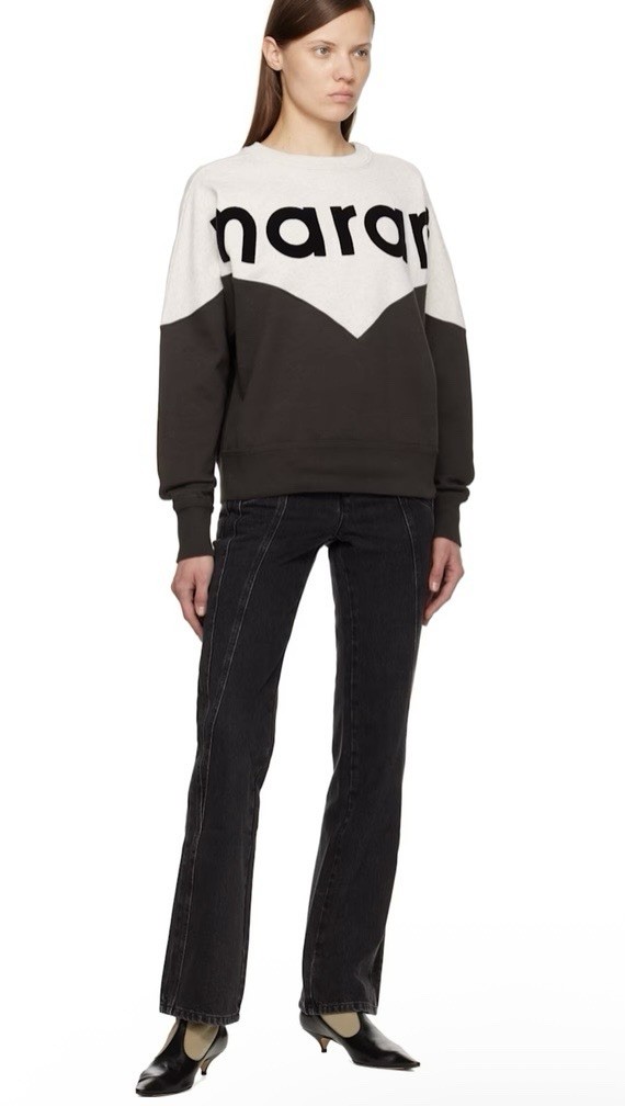 NWT Isabel Marant Étoile Houston Grey Black Logo Sweatshirt size 38 M RRP $600