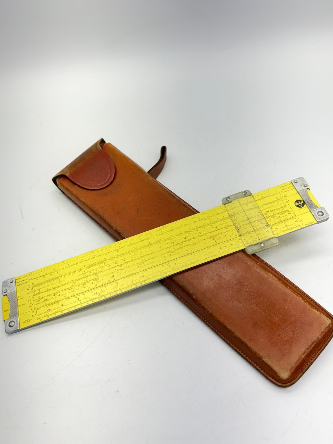 Vintage Pickett N3-ES Dual-Base Speed Rule Slide Rule w/ Leather Case 1959 USA