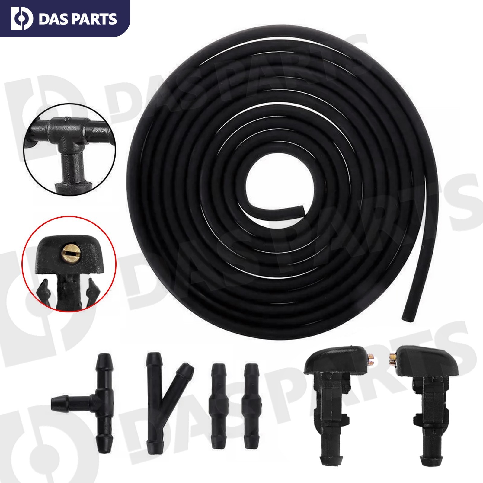 Universal Car Windshield Washer Squirter Spray Nozzle Wiper Jet Fluid Hose U Kit