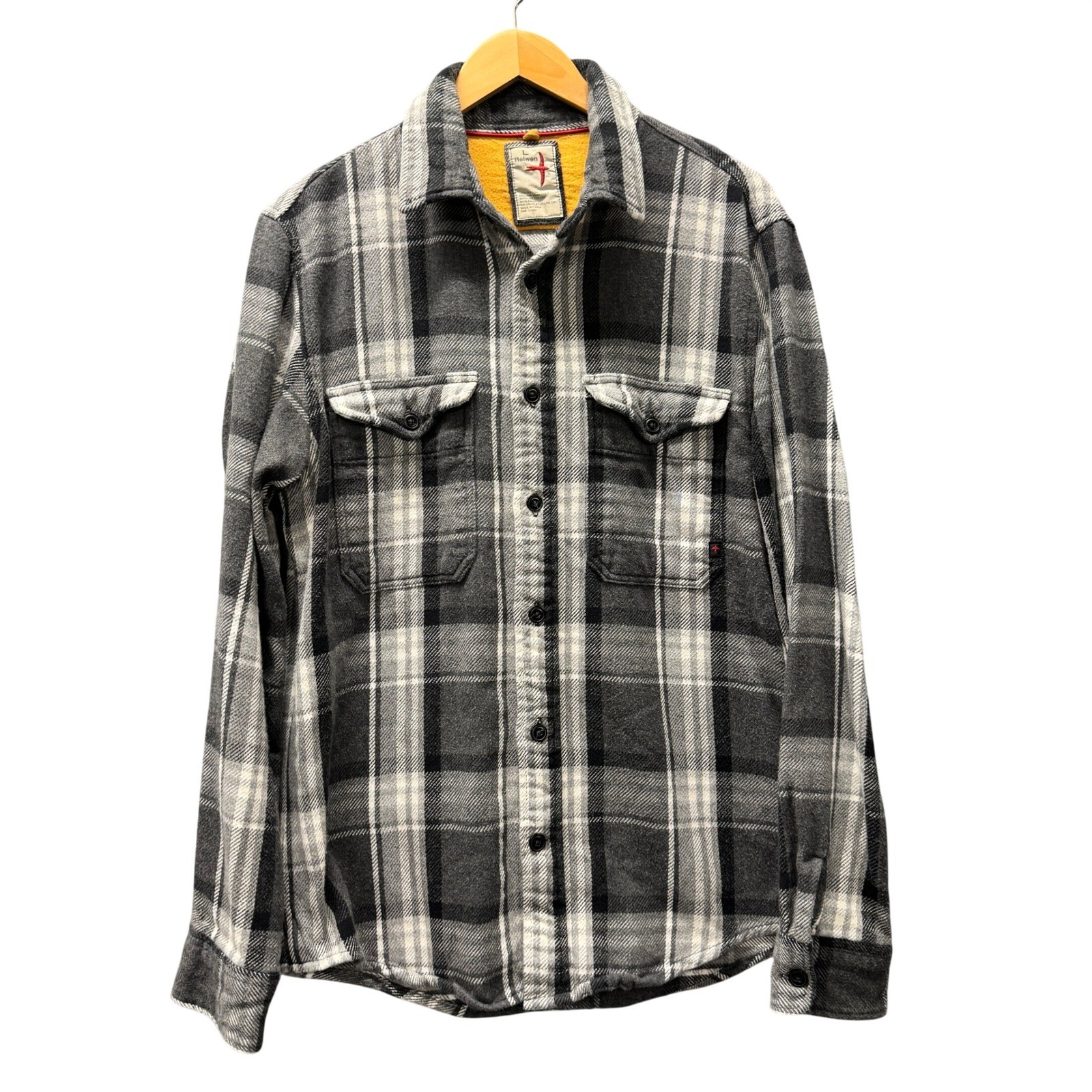 Relwen Blanket Plaid Flannel Shirt Mens L Gray Black Button Up Huckberry Outdoor
