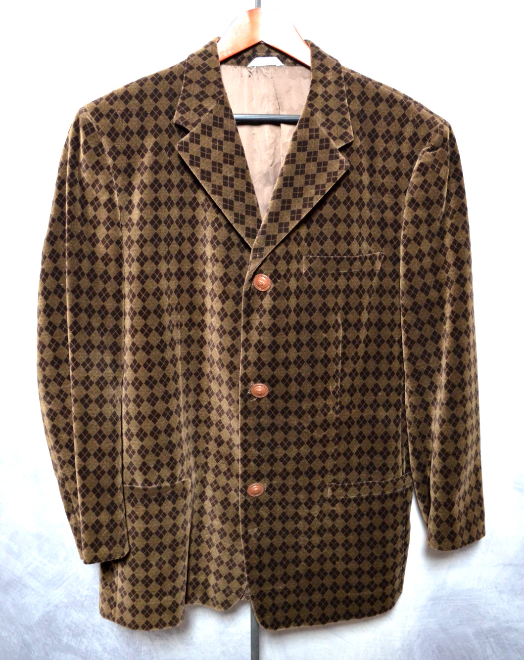 INSANE Versace Istante Velour Argyle Suit 50IT Brown Monogram Zeus Vintage 80\'s INSANE Versace Istante Velour Argyle Suit 50IT Brown Monogram Zeus Vintage 80\'s
