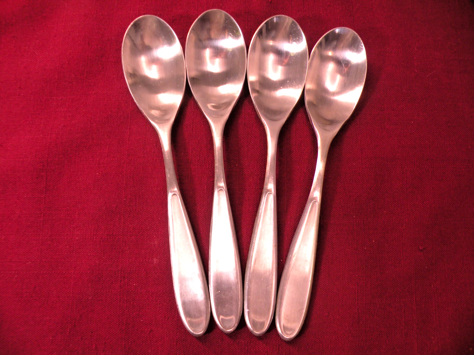 Set Of 4 Teaspoons Towle CONTOUR Satin Stainless Flatware 6 5/8\ Set Of 4 Teaspoons Towle CONTOUR Satin Stainless Flatware 6 5/8\