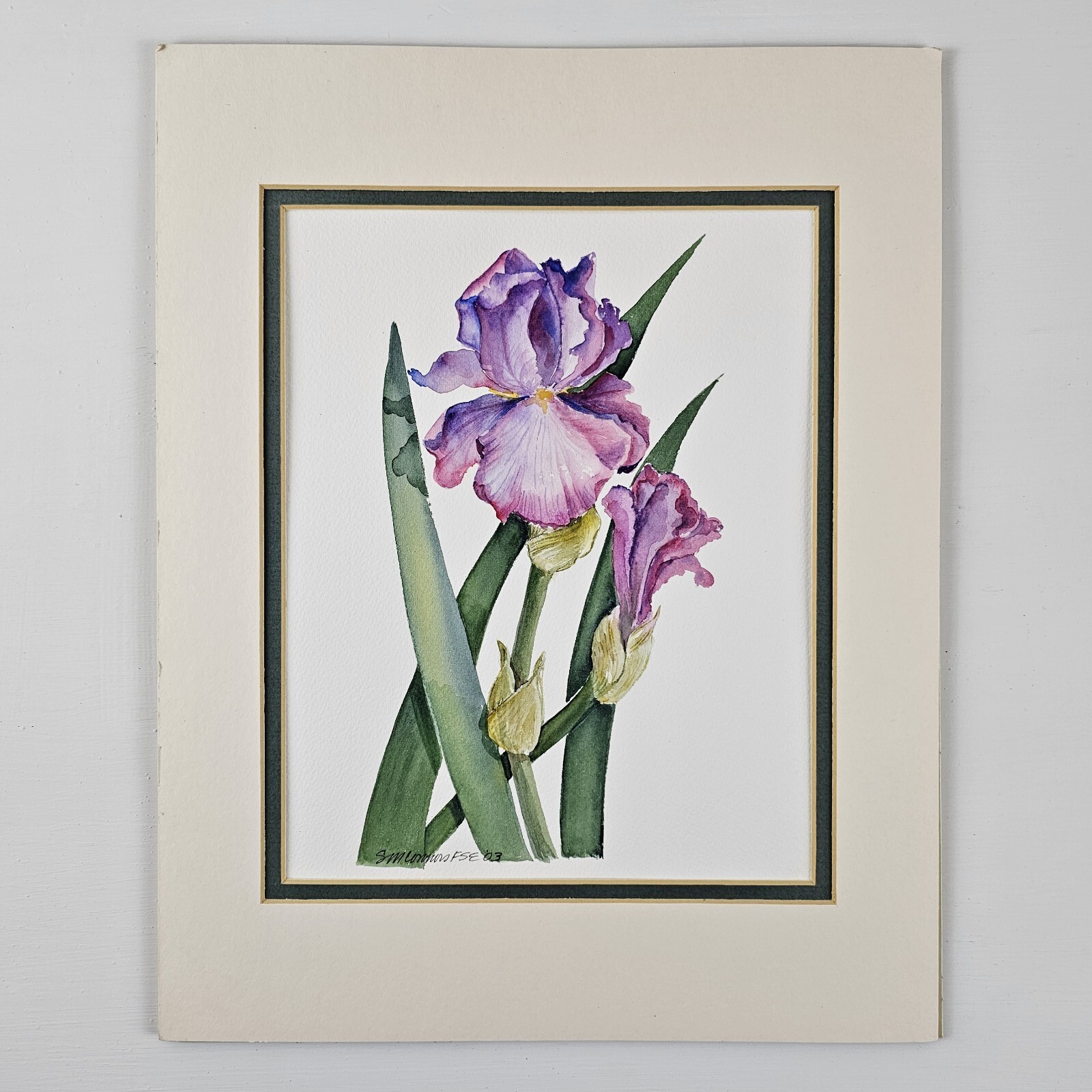 ART - Signed Sister Mary Connors Original Watercolor Painting 14x11 Iris By Nun