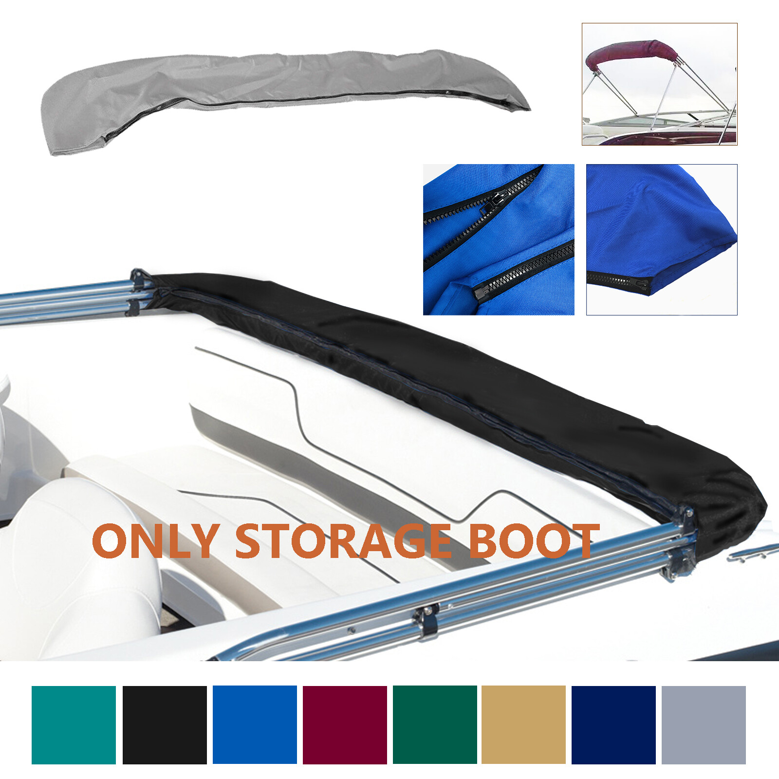 Bimini Top Storage Boot Cover Weatherproof Durable 9 Colors with Light Hole