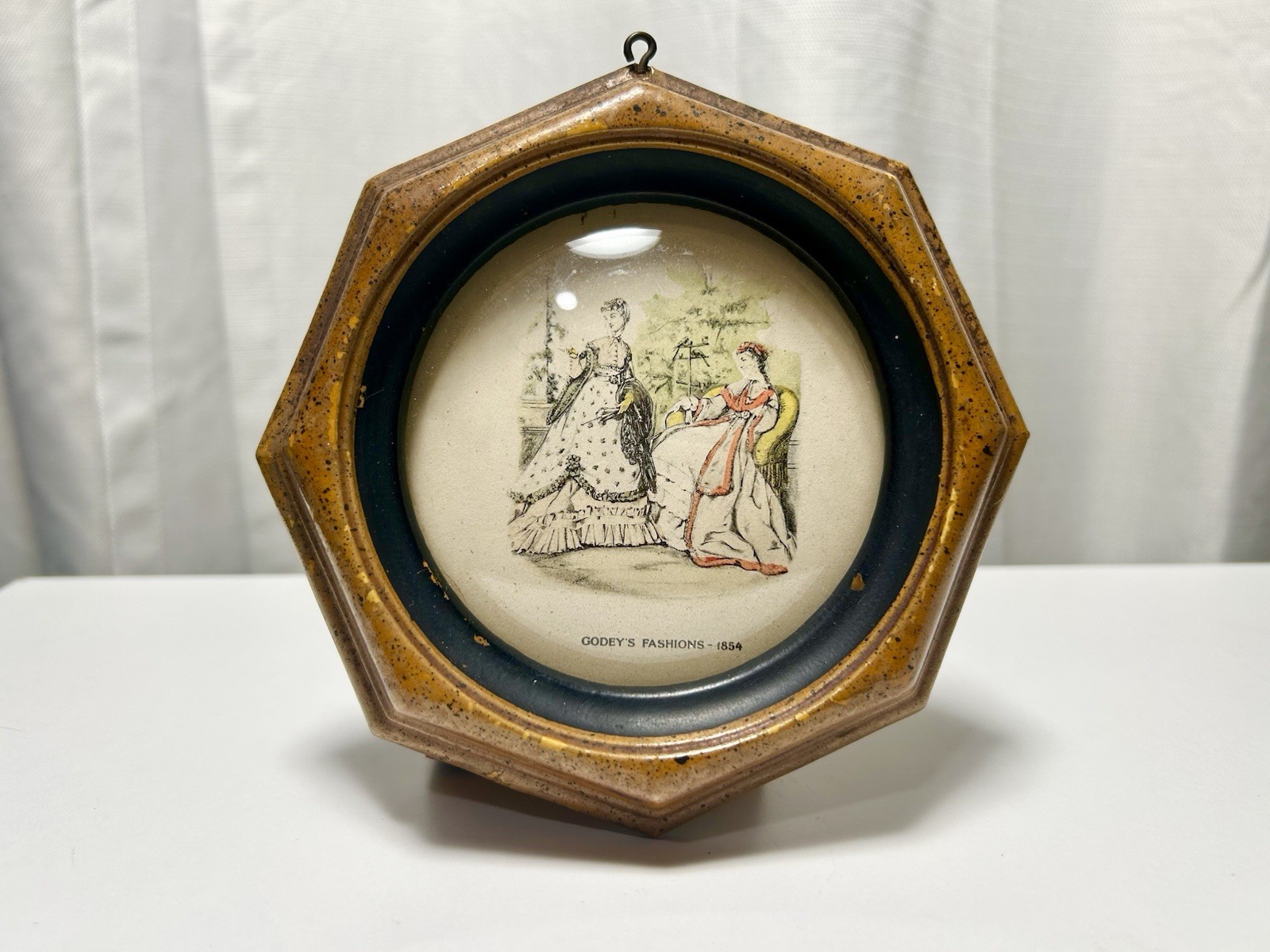Antique GODEY's Fashion 1854 Octagonal Frame - SHIPS TODAY Antique GODEY's Fashion 1854 Octagonal Frame - SHIPS TODAY
