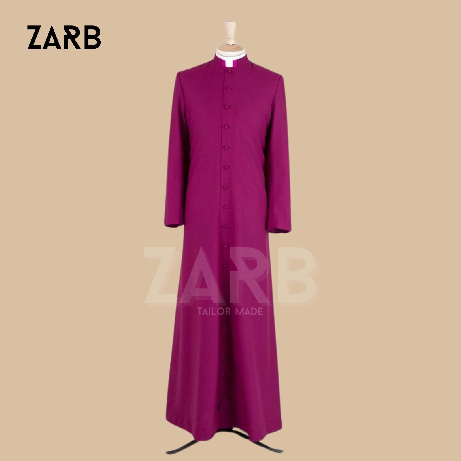 Men's Magenta Purple Roman Catholic Bishop Cassock Clergy Soutane Wool Blend