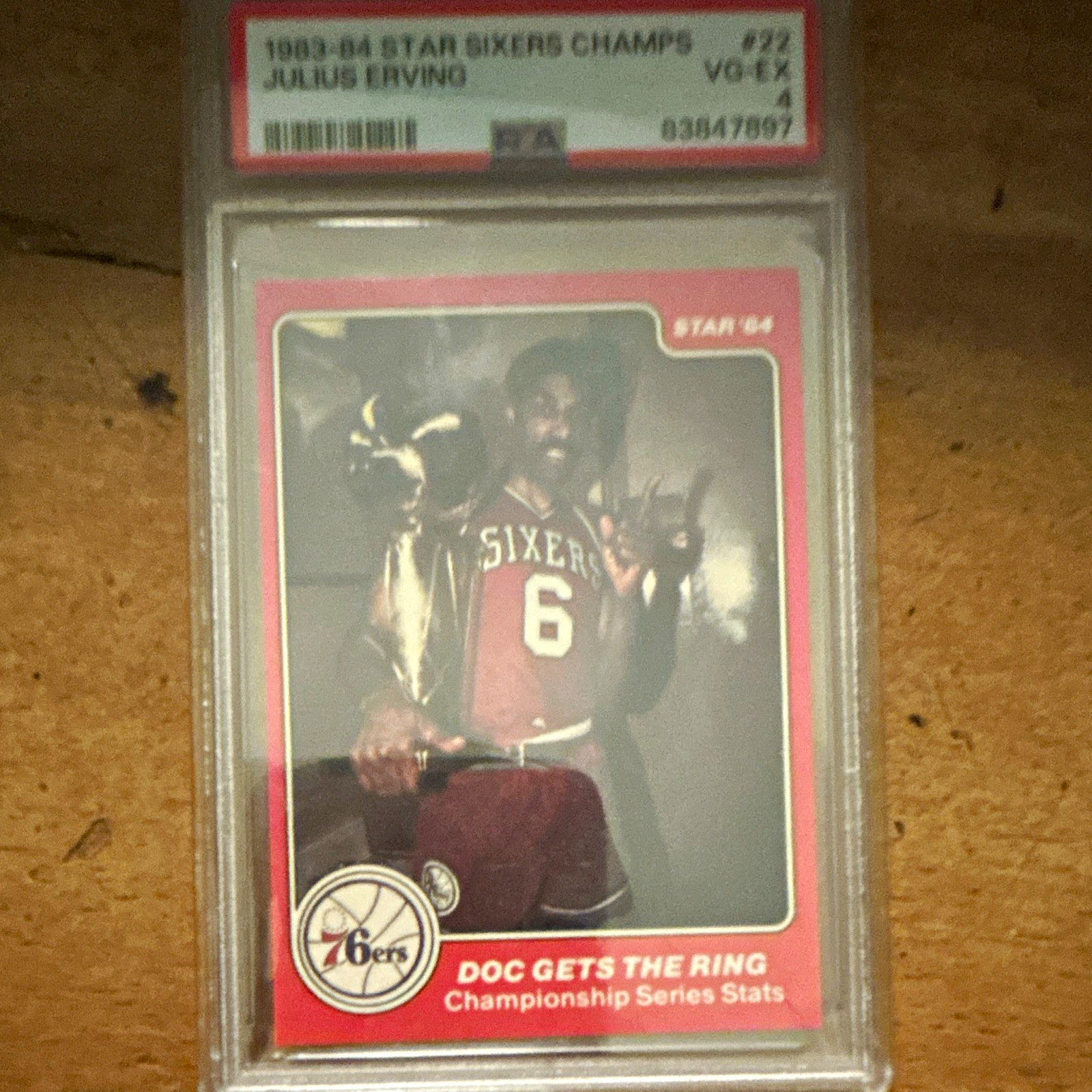 Star 1984 1983-84 Sixers Champs Julius Erving 76ers #22 Doc Gets Ring Graded