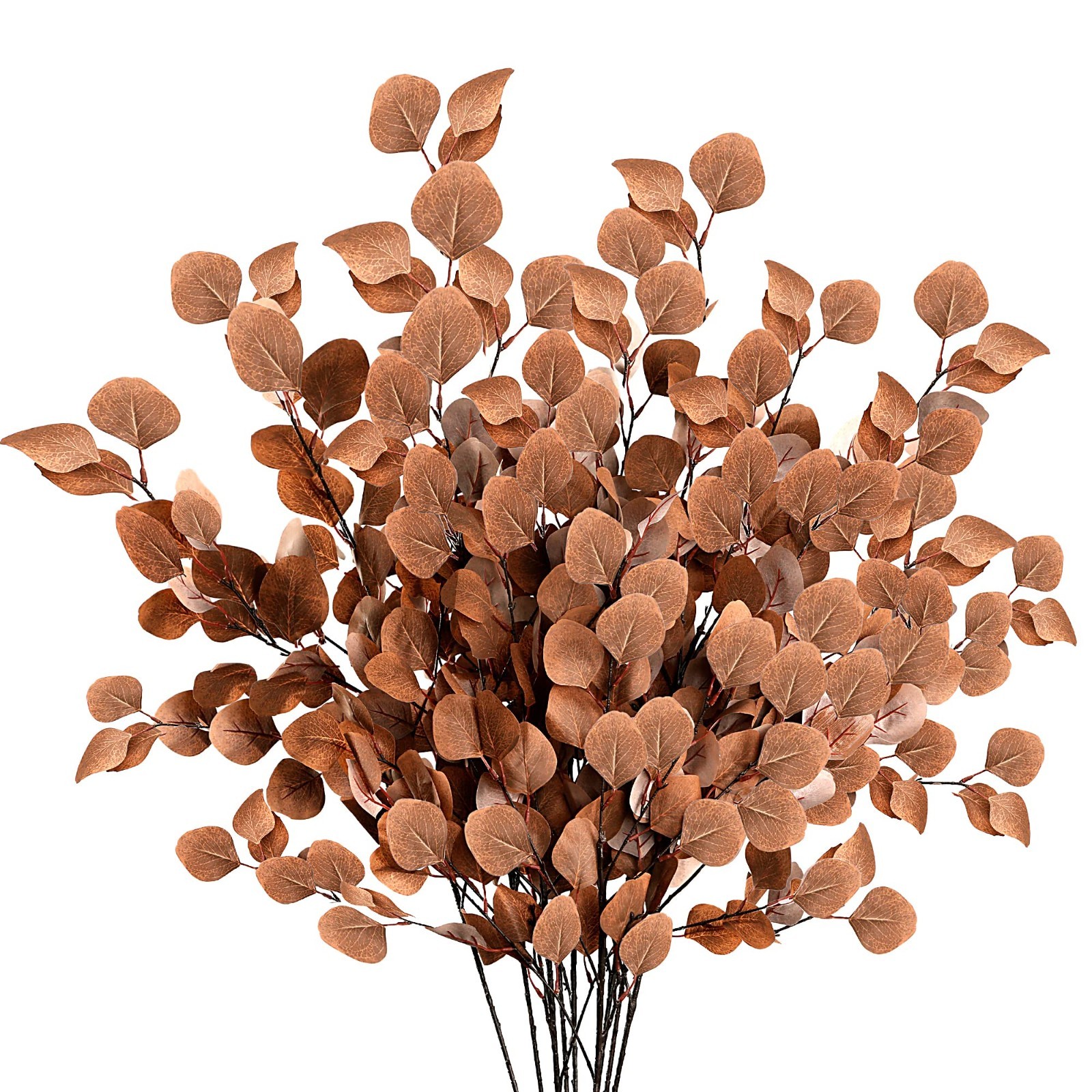 6 Pcs Fall Eucalyptus Stems - Fake Silk Silver Dollar Leaves for Autumn Decor