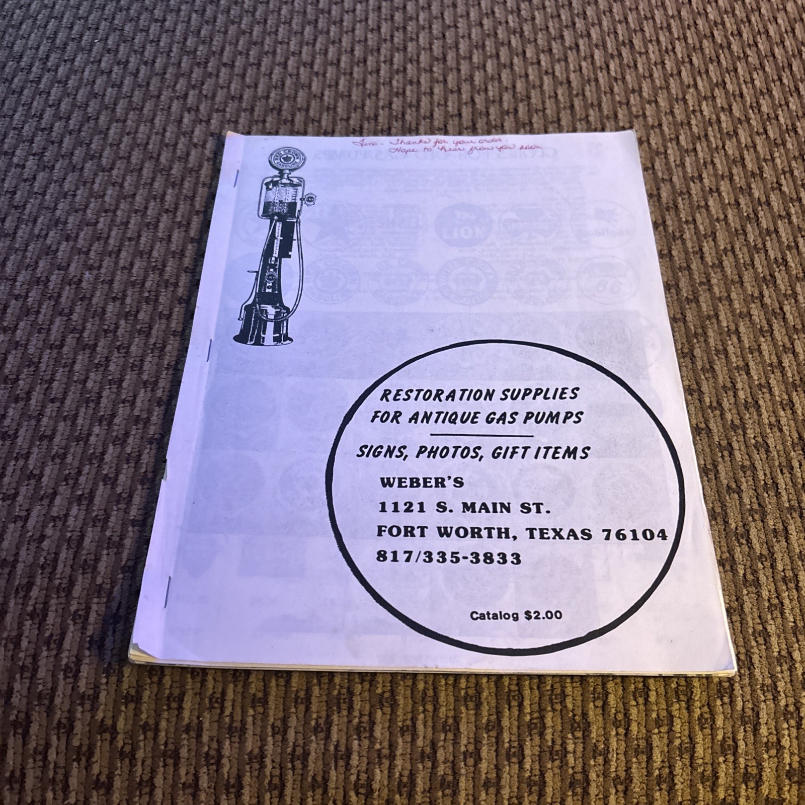1983 “Restoration For Antique Gas Pumps” Booklet Weber’s Fort Worth Texas B&W