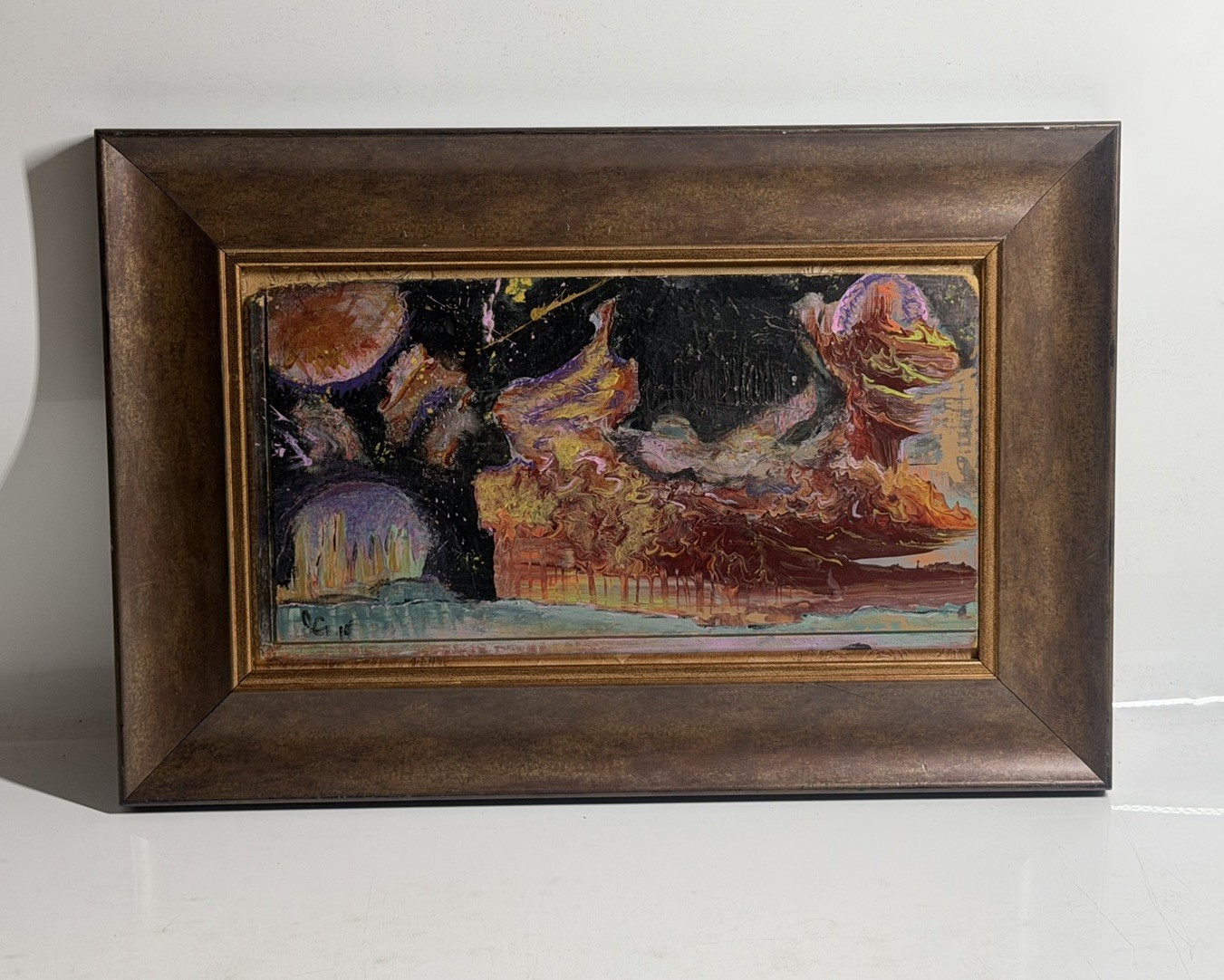 Vintage Framed Abstract Impressionist Expressionist Oil Painting on Board Signed