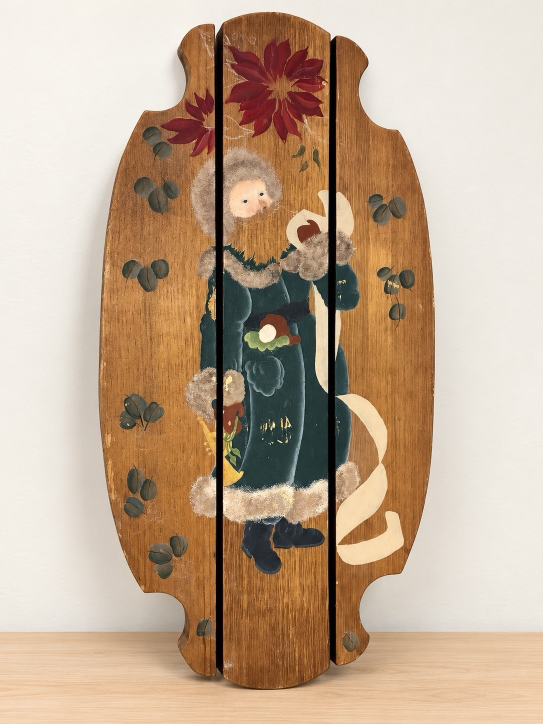 Vintage Hand-Painted Wooden Christmas Wall Plaque Victorian Woman & Poinsettias Vintage Hand-Painted Wooden Christmas Wall Plaque Victorian Woman & Poinsettias
